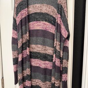Rubbish Pink and Gray Striped Cardigan